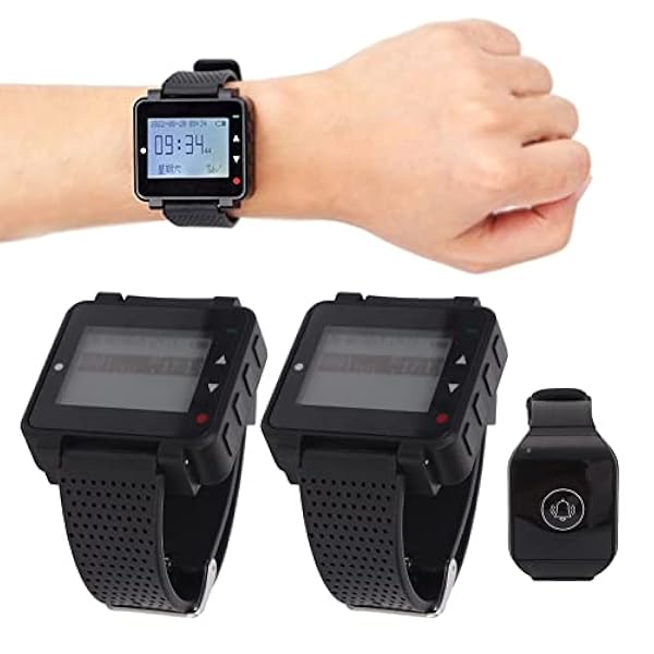 minifinker Sistema di Chiamata Infermiera, Sistema di Chiamata Impermeabile IPX4 Display LCD Ricaricabile 2 Vibrazioni del Ricevitore o Design dell'orologio Beeper per Ospedale